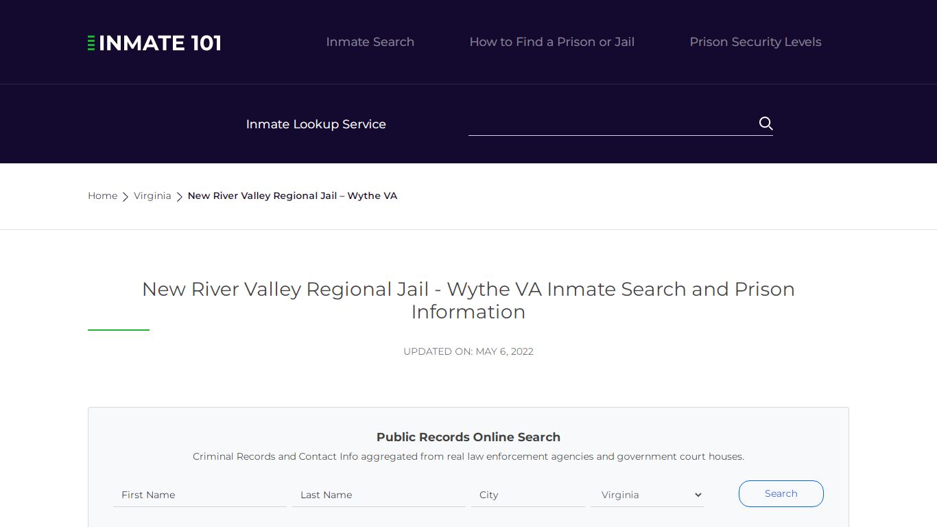 New River Valley Regional Jail - Wythe VA Inmate Search ...